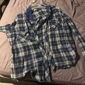 Kut from the Kloth Navy and White Checkered Shirt